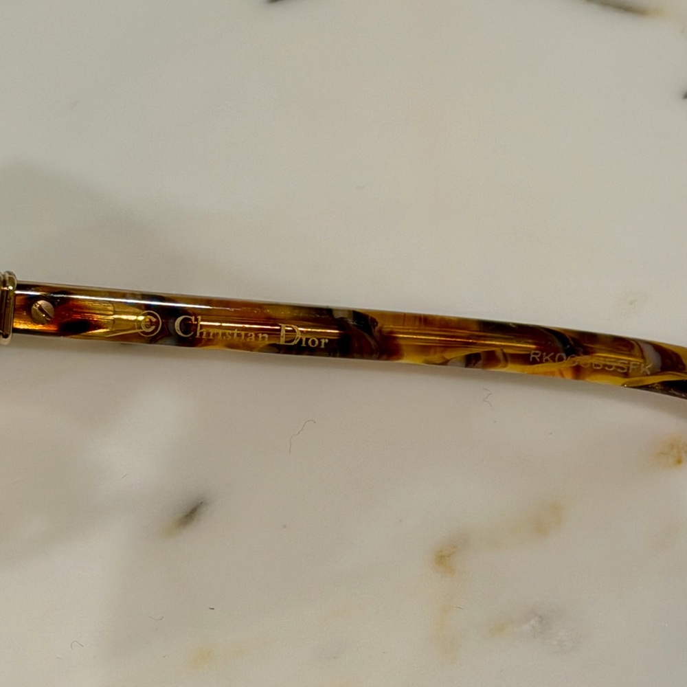 Dior Gold Frame Aviator Sunglasses with Brown Gradient Lenses - Picture 6 of 7